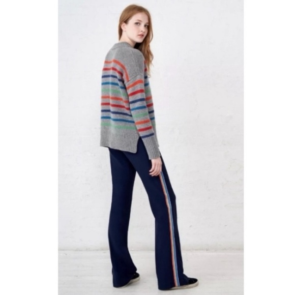 La Ligne Le Tuxedo Pant Navy Blue Rainbow Flare Classic Sporty Casual 8 NWT - Picture 4 of 13